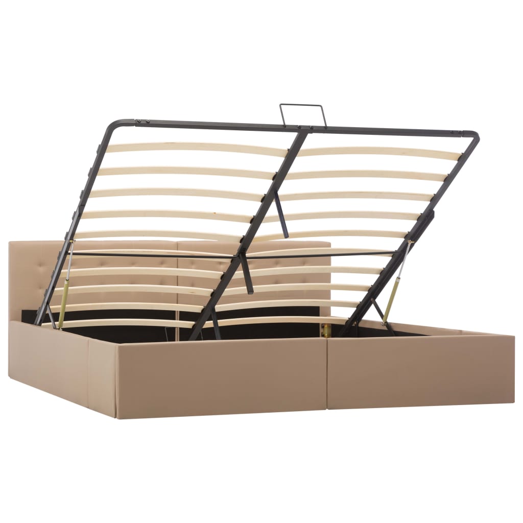 Bedframe met opslag hydraulisch kunstleer cappuccino 180x200 cm is nu te koop bij PeponiXL, paradijselijk wonen!