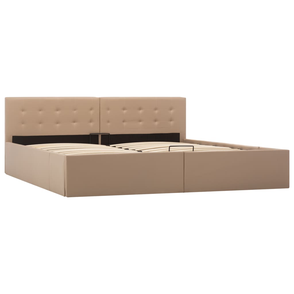 Bedframe met opslag hydraulisch kunstleer cappuccino 180x200 cm is nu te koop bij PeponiXL, paradijselijk wonen!