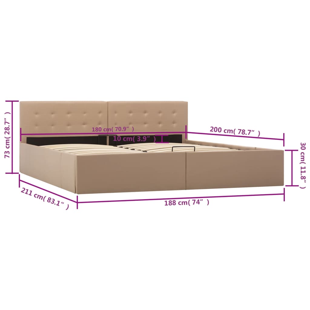 Bedframe met opslag hydraulisch kunstleer cappuccino 180x200 cm is nu te koop bij PeponiXL, paradijselijk wonen!