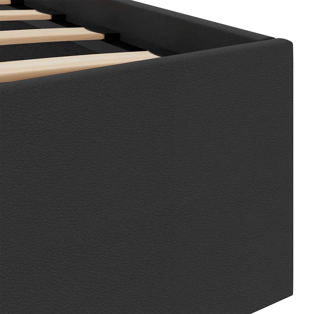 Bedframe met opslag hydraulisch LED kunstleer zwart 90x200 cm is nu te koop bij PeponiXL, paradijselijk wonen!