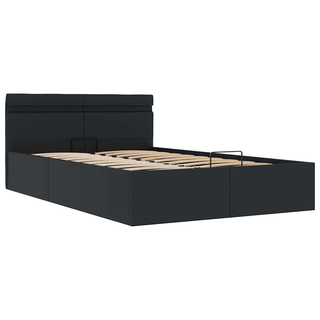 Bedframe met opslag hydraulisch LED kunstleer zwart 120x200 cm is nu te koop bij PeponiXL, paradijselijk wonen!