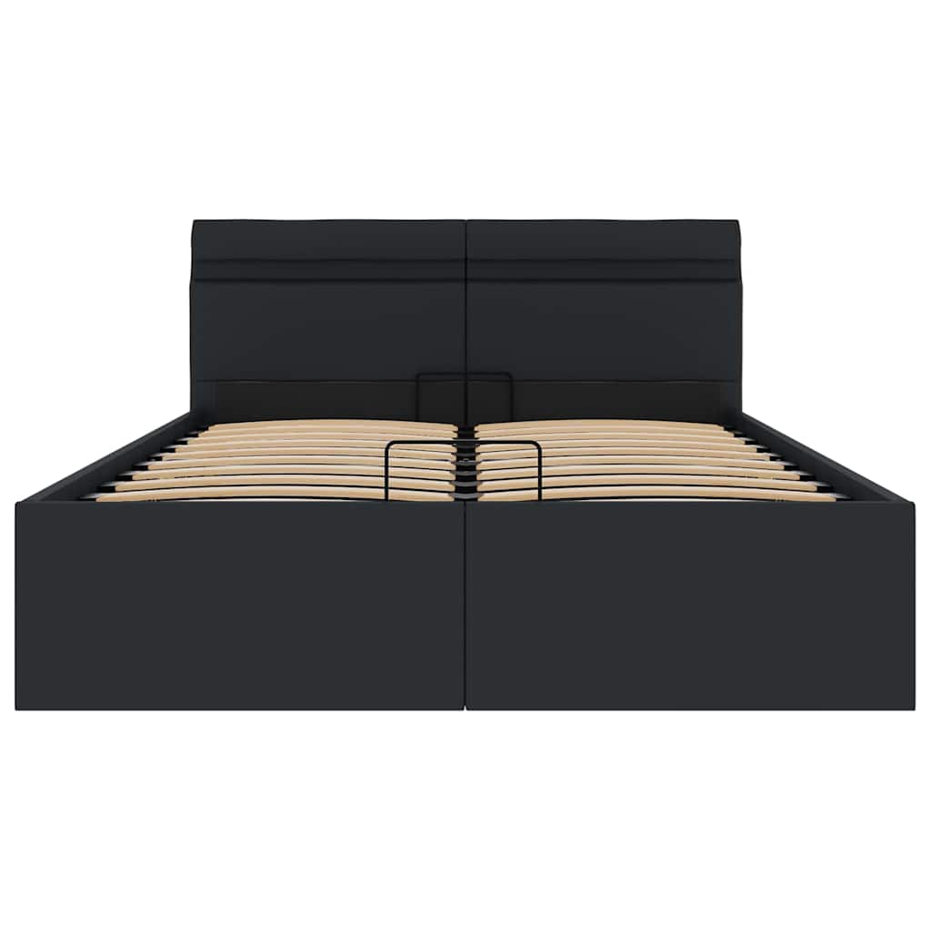 Bedframe met opslag hydraulisch LED kunstleer zwart 120x200 cm is nu te koop bij PeponiXL, paradijselijk wonen!