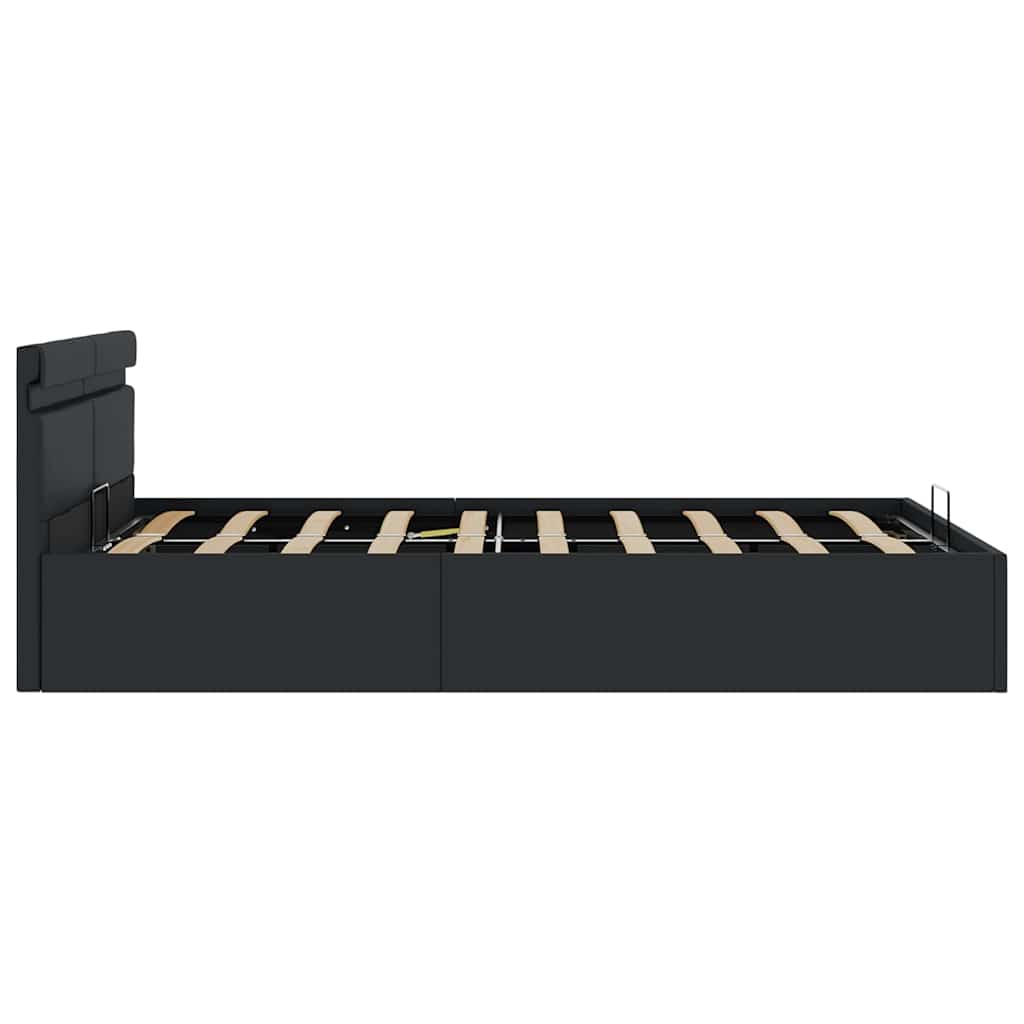 Bedframe met opslag hydraulisch LED kunstleer zwart 120x200 cm is nu te koop bij PeponiXL, paradijselijk wonen!
