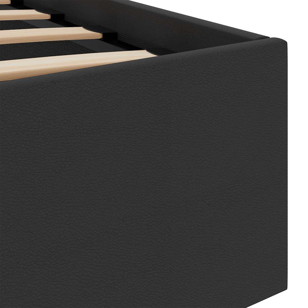 Bedframe met opslag hydraulisch LED kunstleer zwart 120x200 cm is nu te koop bij PeponiXL, paradijselijk wonen!
