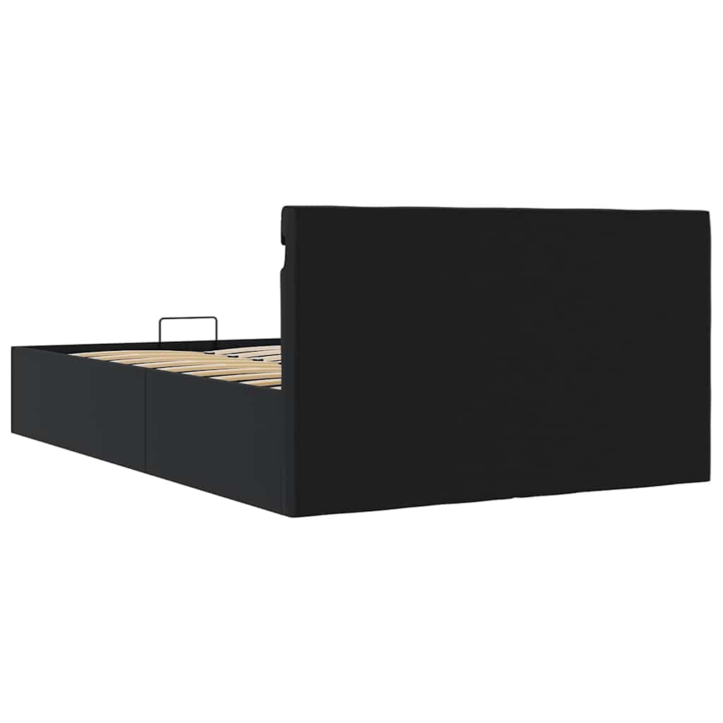 Bedframe met opslag hydraulisch LED kunstleer zwart 140x200 cm is nu te koop bij PeponiXL, paradijselijk wonen!