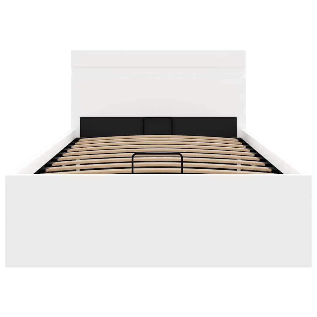 Bedframe met opslag hydraulisch LED kunstleer wit 90x200 cm is nu te koop bij PeponiXL, paradijselijk wonen!