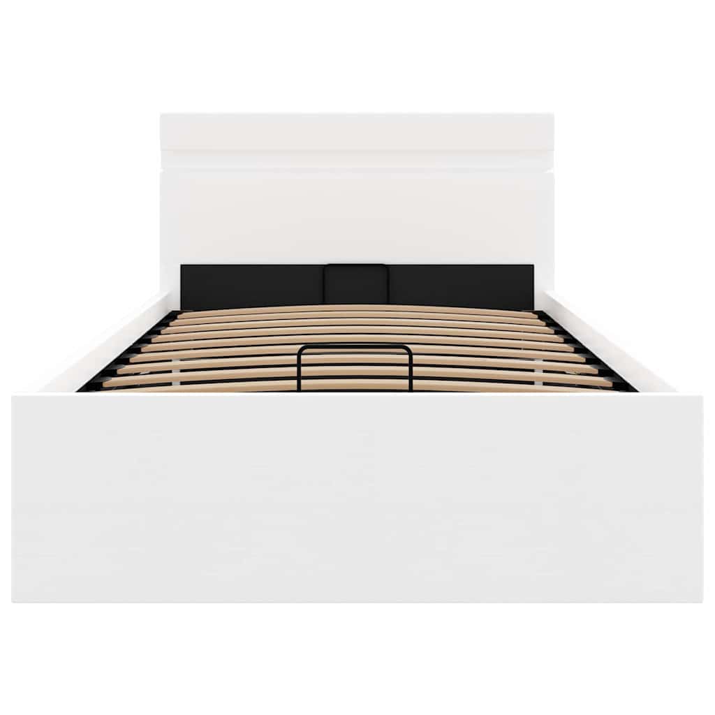 Bedframe met opslag hydraulisch LED kunstleer wit 100x200 cm is nu te koop bij PeponiXL, paradijselijk wonen!