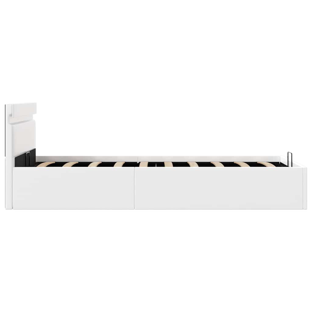 Bedframe met opslag hydraulisch LED kunstleer wit 100x200 cm is nu te koop bij PeponiXL, paradijselijk wonen!