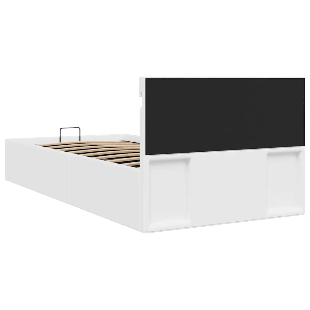 Bedframe met opslag hydraulisch LED kunstleer wit 100x200 cm is nu te koop bij PeponiXL, paradijselijk wonen!