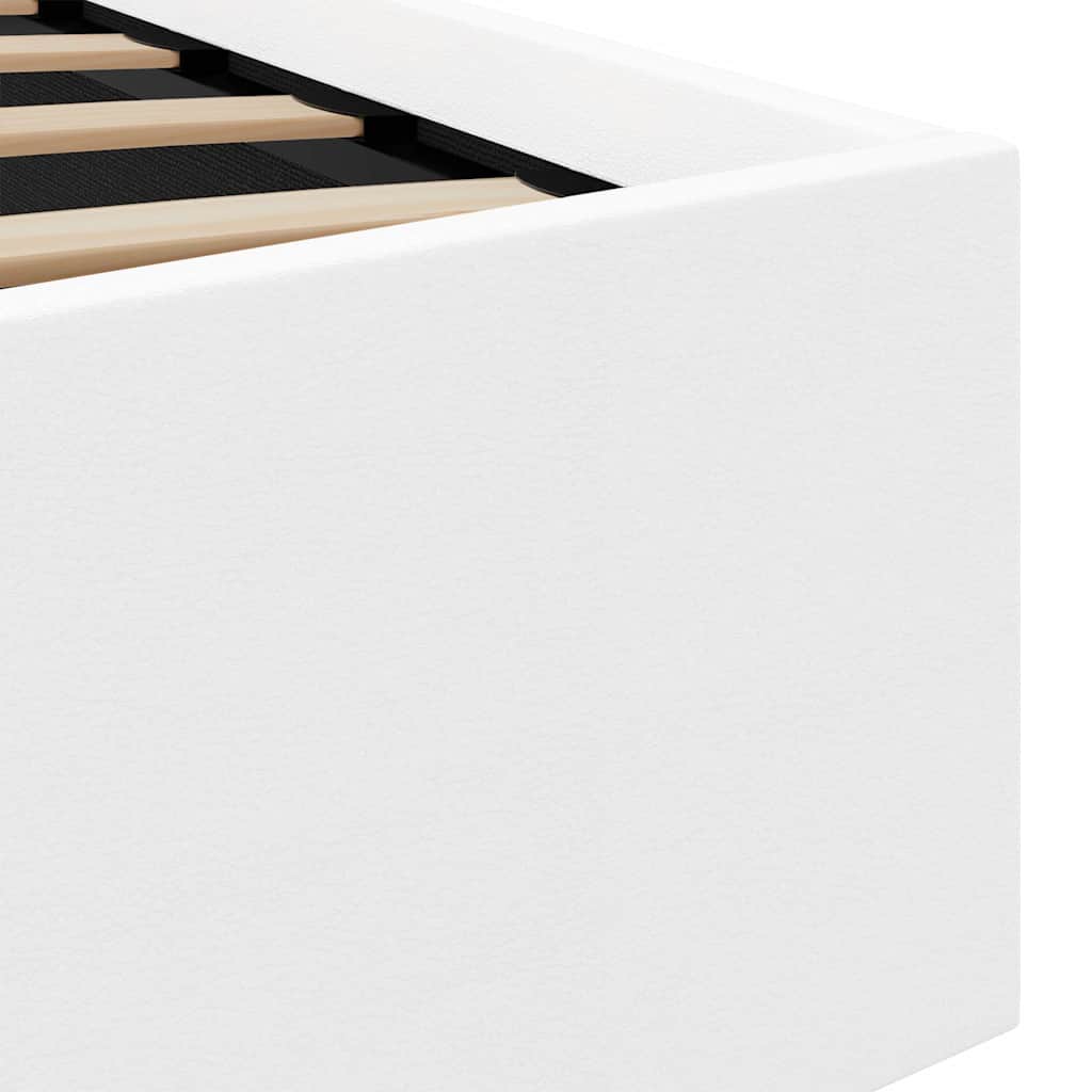 Bedframe met opslag hydraulisch LED kunstleer wit 100x200 cm is nu te koop bij PeponiXL, paradijselijk wonen!
