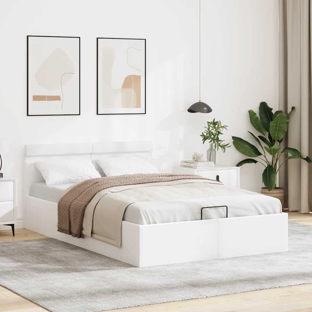 Bedframe met opslag hydraulisch LED kunstleer wit 120x200 cm is nu te koop bij PeponiXL, paradijselijk wonen!
