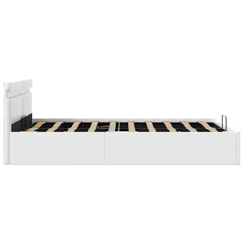 Bedframe met opslag hydraulisch LED kunstleer wit 120x200 cm is nu te koop bij PeponiXL, paradijselijk wonen!
