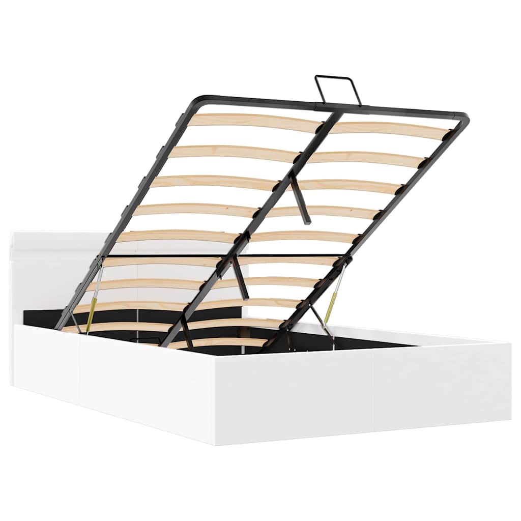Bedframe met opslag hydraulisch LED kunstleer wit 120x200 cm is nu te koop bij PeponiXL, paradijselijk wonen!