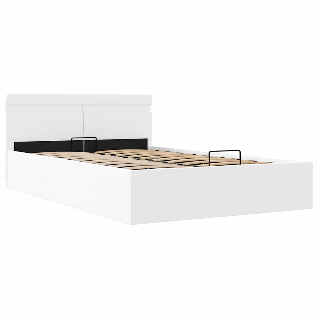 Bedframe met opslag hydraulisch LED kunstleer wit 140x200 cm is nu te koop bij PeponiXL, paradijselijk wonen!
