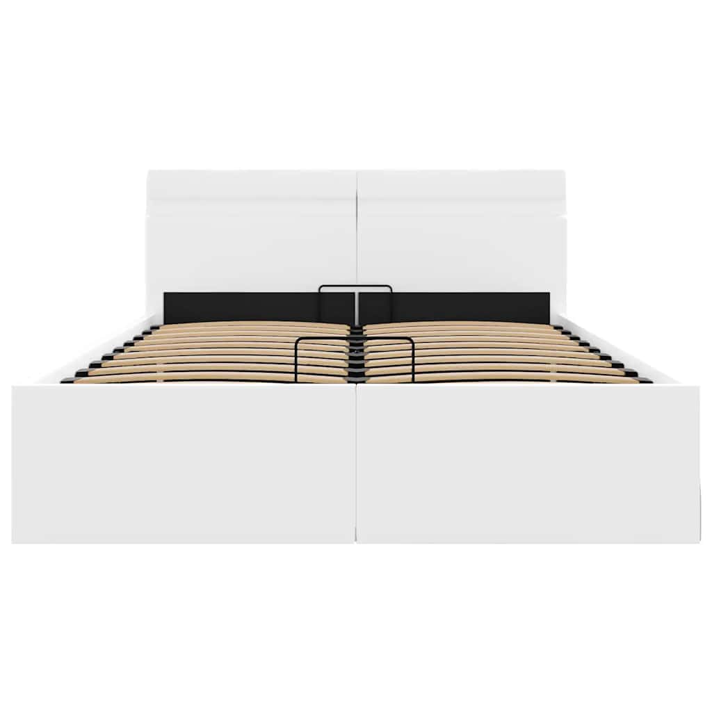 Bedframe met opslag hydraulisch LED kunstleer wit 140x200 cm is nu te koop bij PeponiXL, paradijselijk wonen!