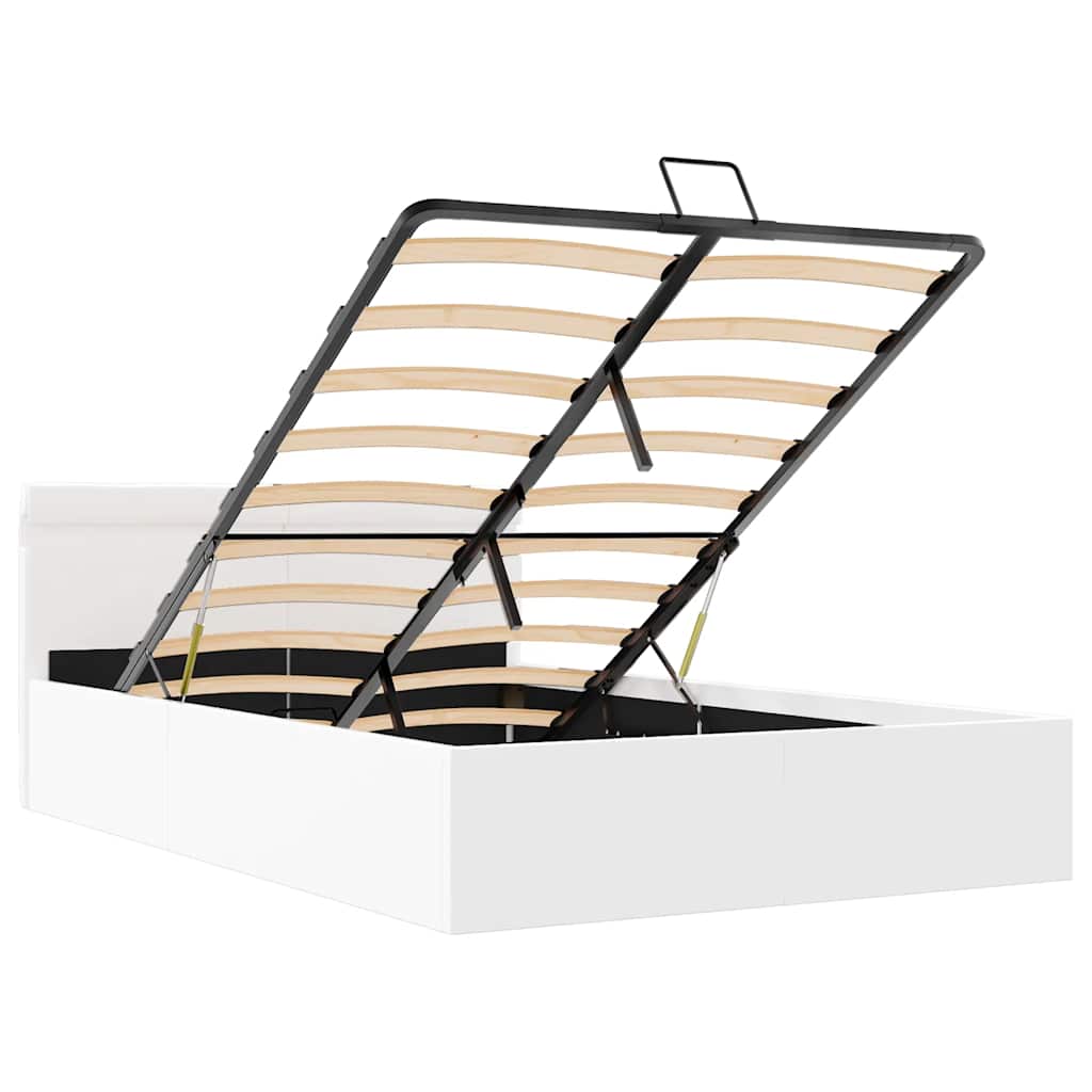 Bedframe met opslag hydraulisch LED kunstleer wit 140x200 cm is nu te koop bij PeponiXL, paradijselijk wonen!