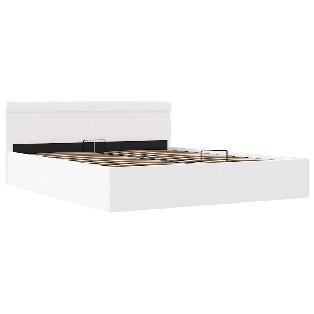 Bedframe met opslag hydraulisch LED kunstleer wit 160x200 cm is nu te koop bij PeponiXL, paradijselijk wonen!