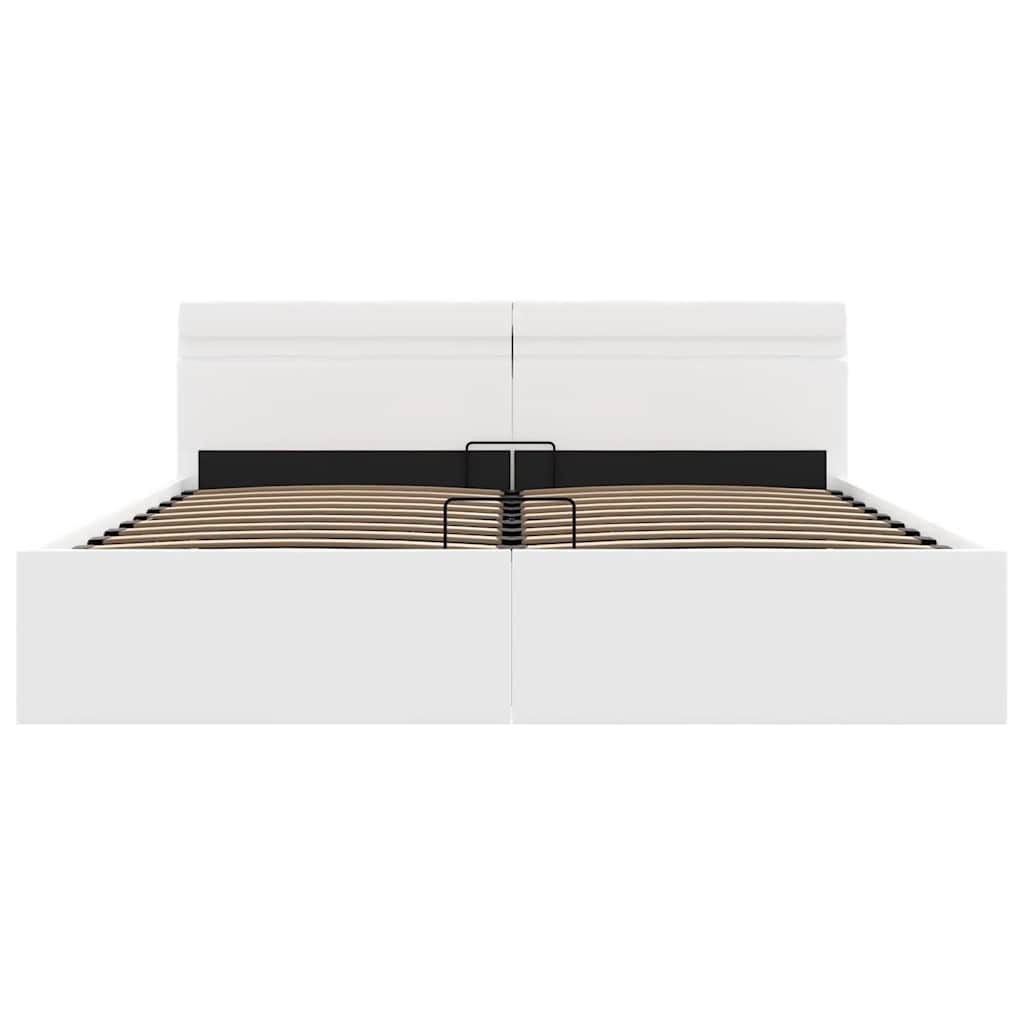 Bedframe met opslag hydraulisch LED kunstleer wit 160x200 cm is nu te koop bij PeponiXL, paradijselijk wonen!