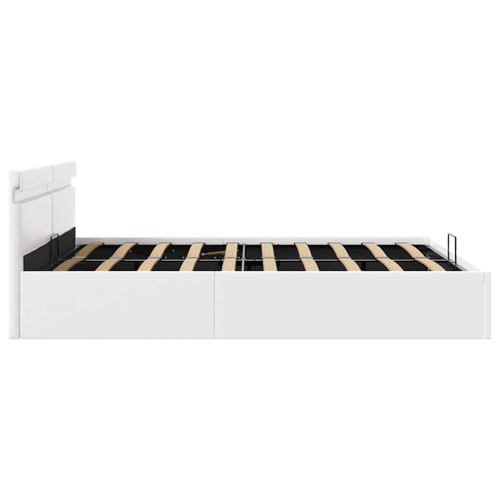 Bedframe met opslag hydraulisch LED kunstleer wit 160x200 cm is nu te koop bij PeponiXL, paradijselijk wonen!