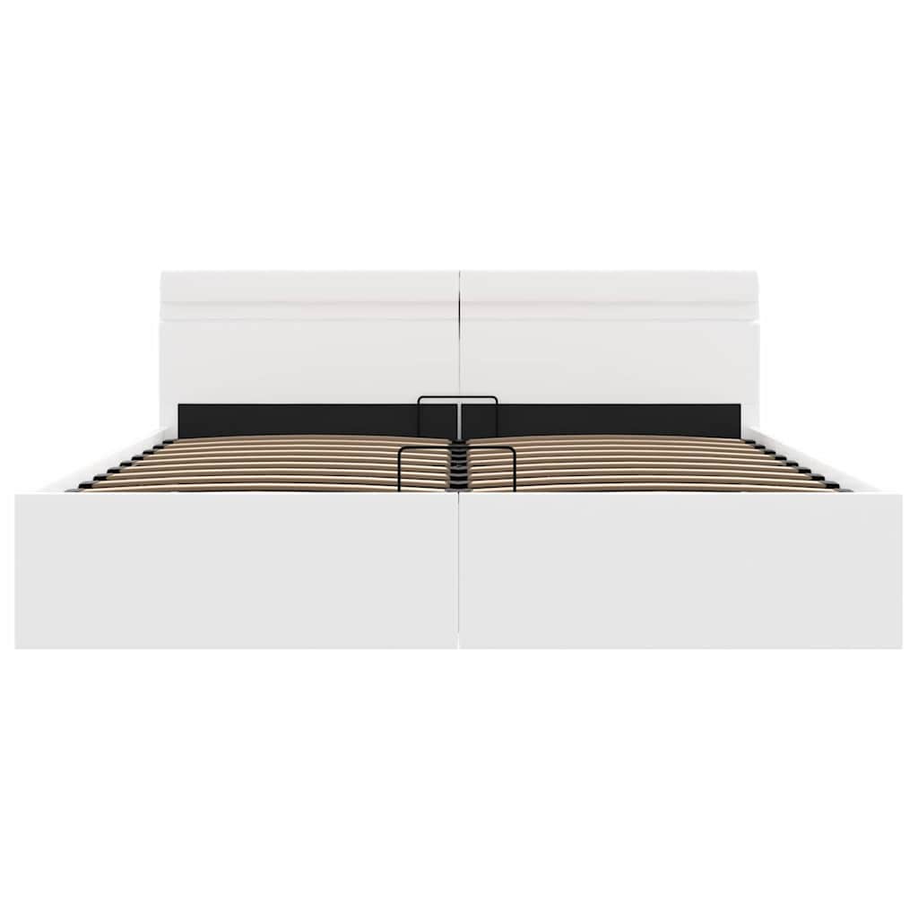 Bedframe met opslag hydraulisch LED kunstleer wit 180x200 cm is nu te koop bij PeponiXL, paradijselijk wonen!