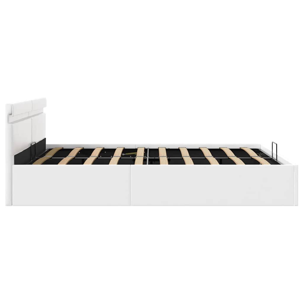 Bedframe met opslag hydraulisch LED kunstleer wit 180x200 cm is nu te koop bij PeponiXL, paradijselijk wonen!