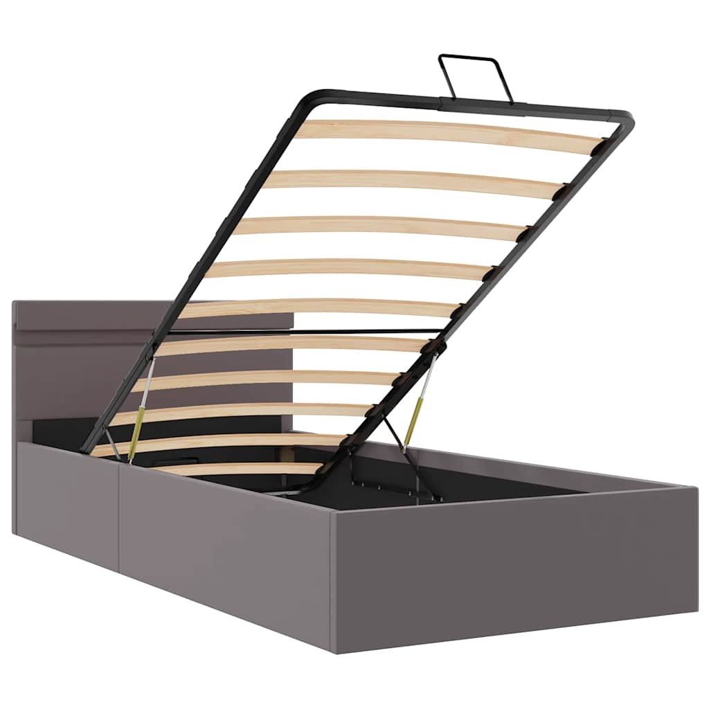 Bedframe met opslag hydraulisch LED kunstleer grijs 100x200 cm is nu te koop bij PeponiXL, paradijselijk wonen!