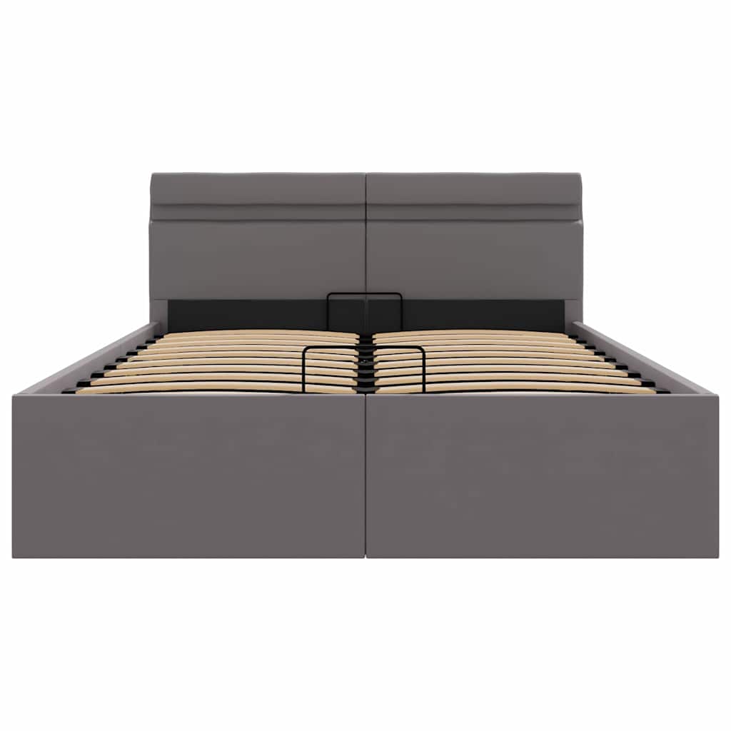 Bedframe met opslag hydraulisch LED kunstleer grijs 120x200 cm is nu te koop bij PeponiXL, paradijselijk wonen!