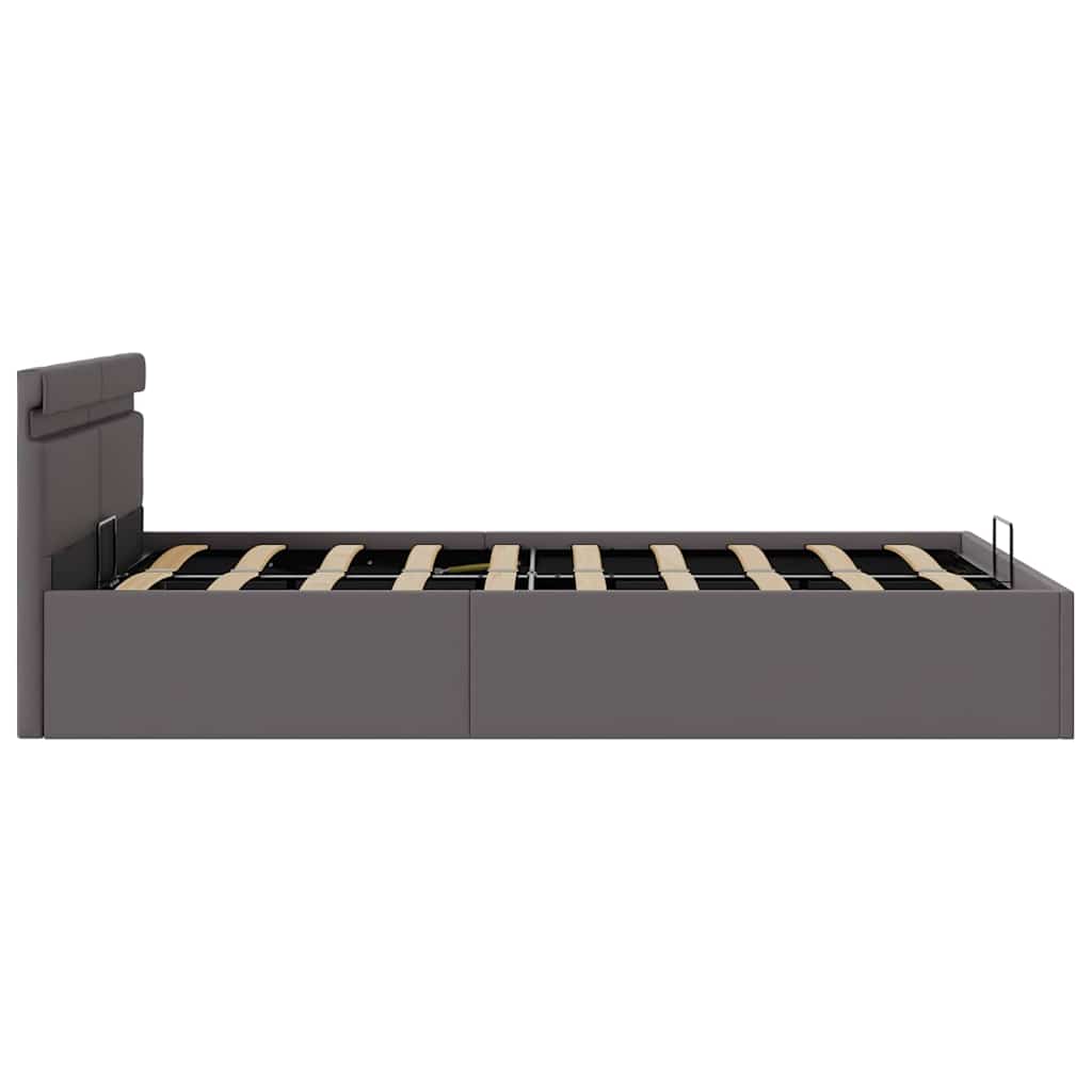 Bedframe met opslag hydraulisch LED kunstleer grijs 120x200 cm is nu te koop bij PeponiXL, paradijselijk wonen!