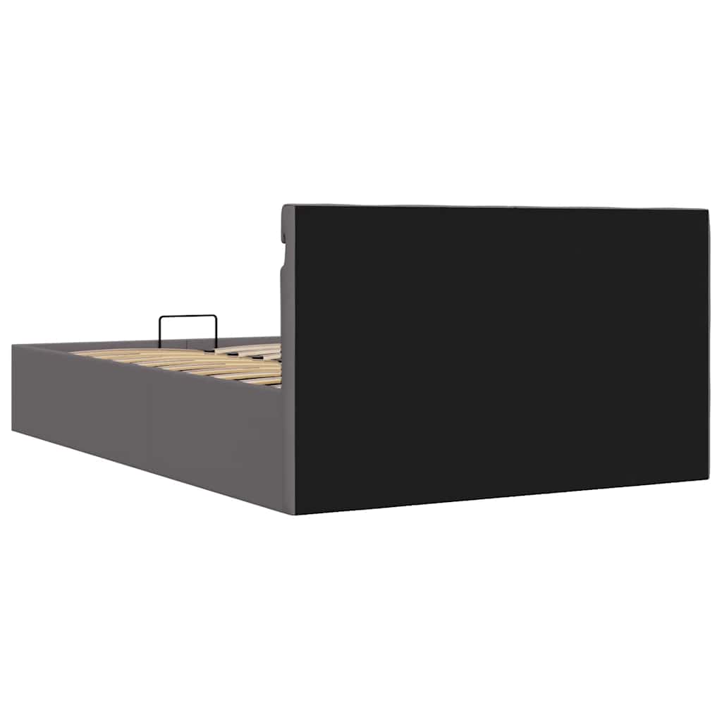 Bedframe met opslag hydraulisch LED kunstleer grijs 120x200 cm is nu te koop bij PeponiXL, paradijselijk wonen!