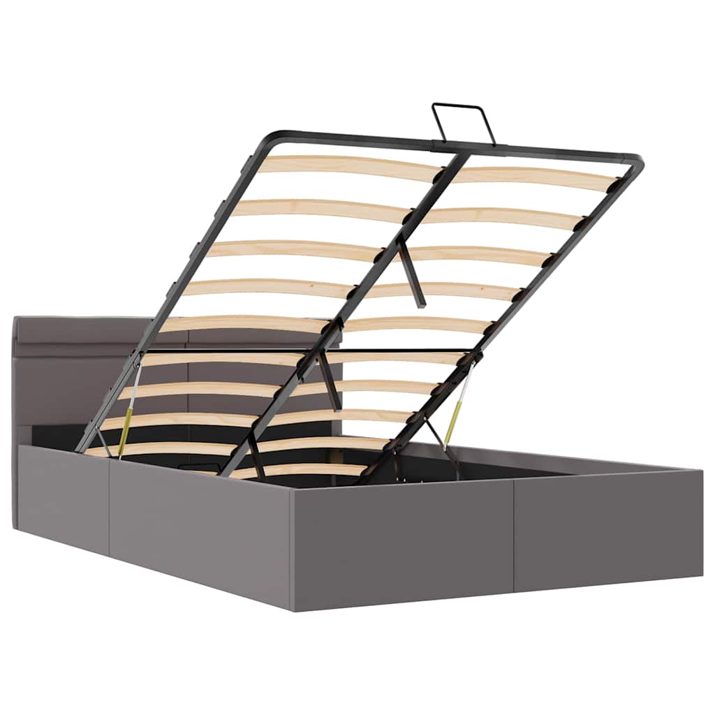 Bedframe met opslag hydraulisch LED kunstleer grijs 120x200 cm is nu te koop bij PeponiXL, paradijselijk wonen!