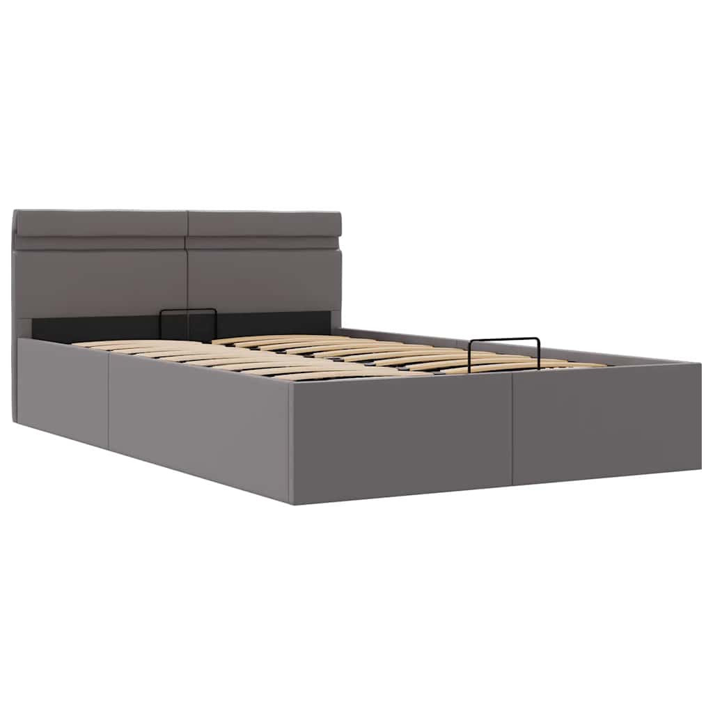 Bedframe met opslag hydraulisch LED kunstleer grijs 140x200 cm is nu te koop bij PeponiXL, paradijselijk wonen!