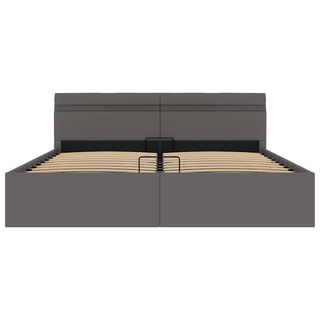 Bedframe met opslag hydraulisch LED kunstleer grijs 160x200 cm is nu te koop bij PeponiXL, paradijselijk wonen!