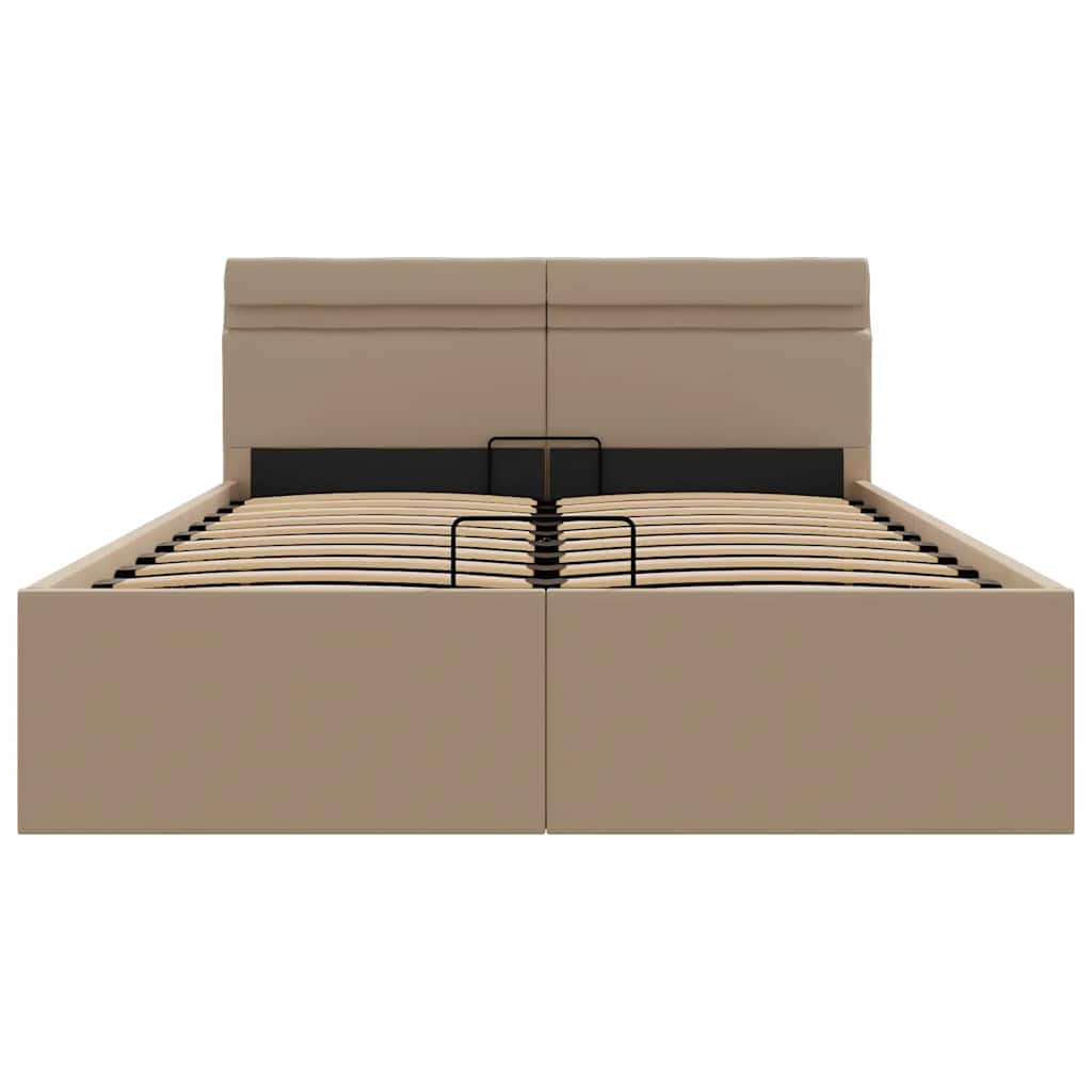 Bedframe met opslag en LED kunstleer cappuccino 140x200 cm is nu te koop bij PeponiXL, paradijselijk wonen!