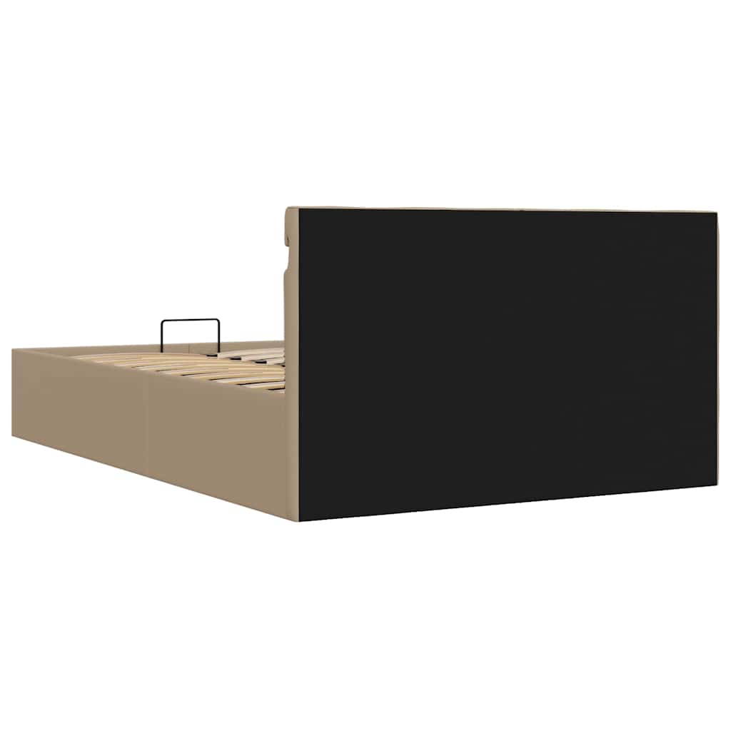 Bedframe met opslag en LED kunstleer cappuccino 140x200 cm is nu te koop bij PeponiXL, paradijselijk wonen!