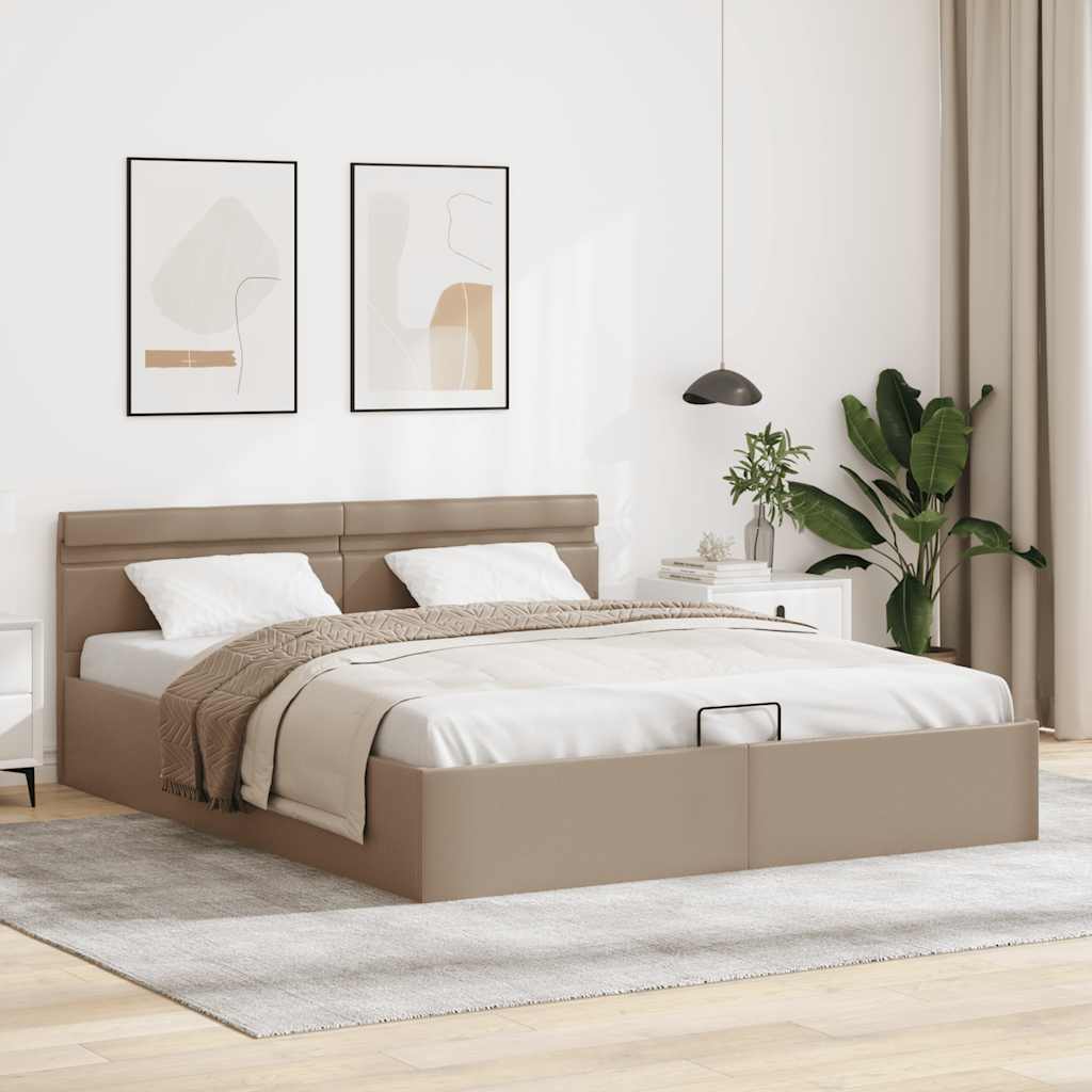 Bedframe met opbergruimte LED kunstleer cappuccino 160x200 cm is nu te koop bij PeponiXL, paradijselijk wonen!