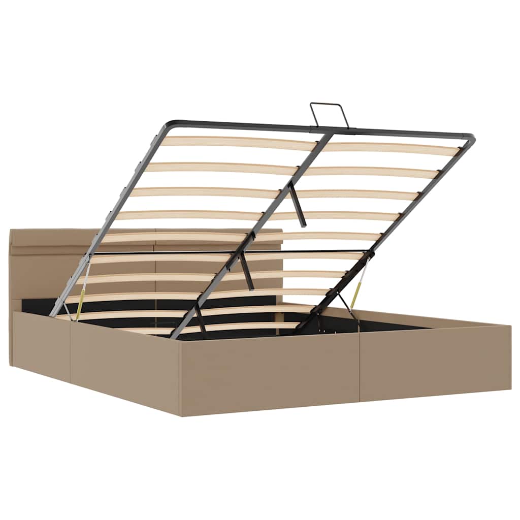 Bedframe met opbergruimte LED kunstleer cappuccino 160x200 cm is nu te koop bij PeponiXL, paradijselijk wonen!