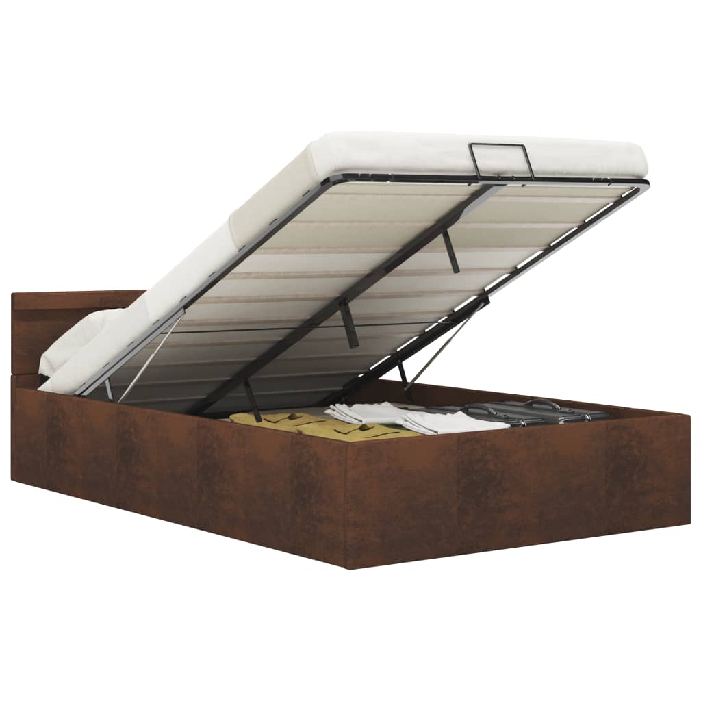 Bedframe met hydraulische opslag en LED stof bruin 120x200 cm is nu te koop bij PeponiXL, paradijselijk wonen!