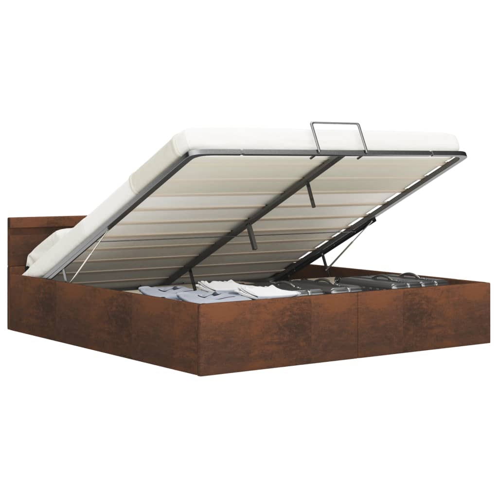 Bedframe met opslag hydraulisch LED stof bruin 180x200 cm is nu te koop bij PeponiXL, paradijselijk wonen!