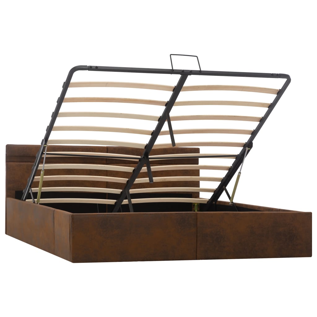 Bedframe met opslag hydraulisch LED stof bruin 180x200 cm is nu te koop bij PeponiXL, paradijselijk wonen!