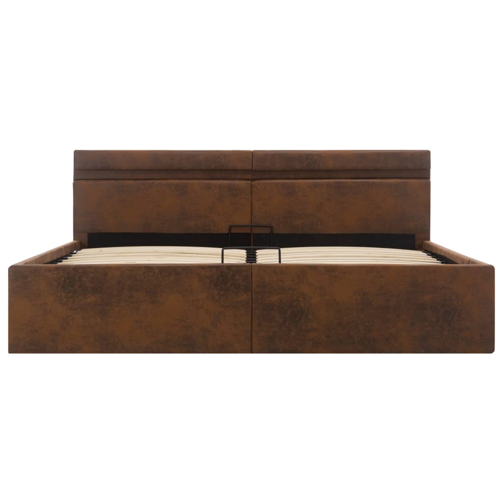 Bedframe met opslag hydraulisch LED stof bruin 180x200 cm is nu te koop bij PeponiXL, paradijselijk wonen!