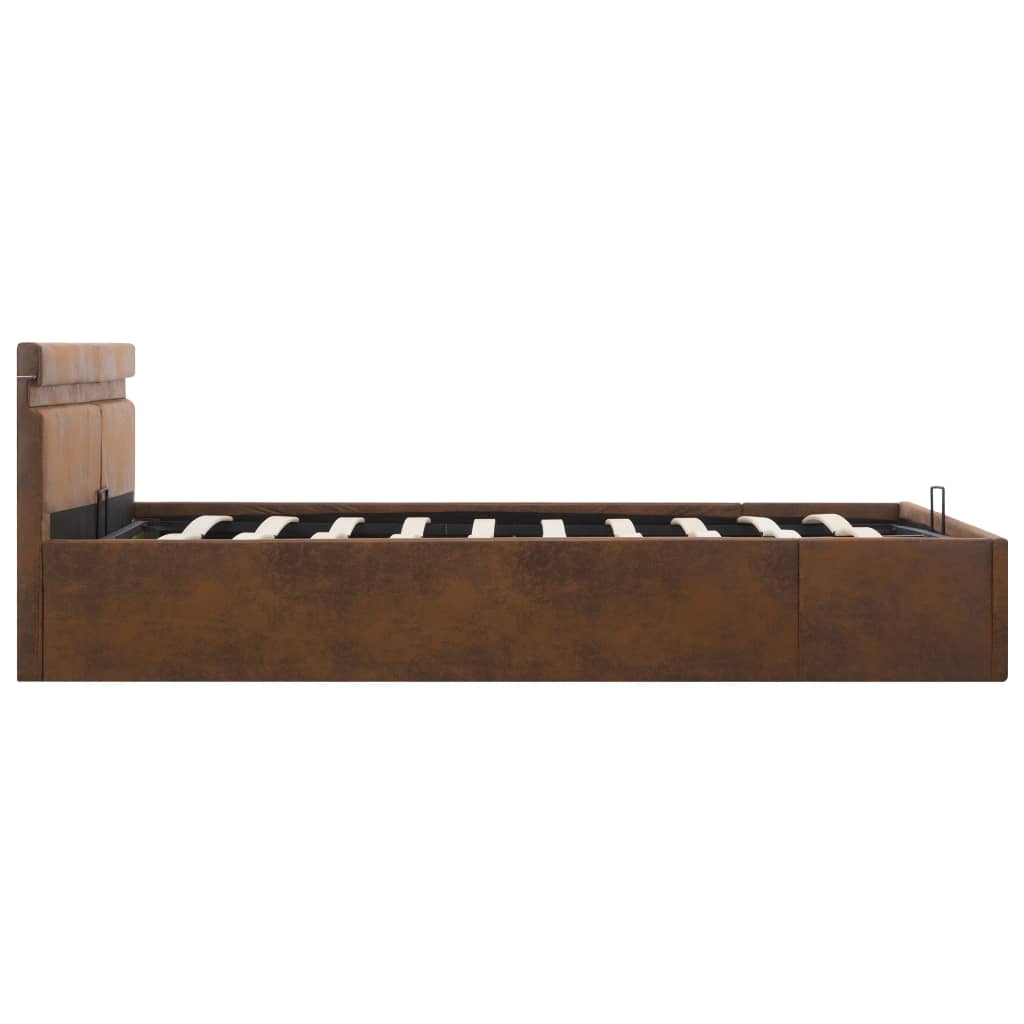 Bedframe met opslag hydraulisch LED stof bruin 180x200 cm is nu te koop bij PeponiXL, paradijselijk wonen!