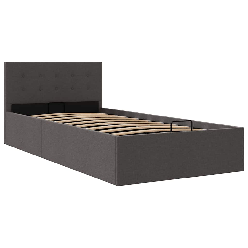 Bedframe met hydraulische opslag stof donkergrijs 90x200 cm is nu te koop bij PeponiXL, paradijselijk wonen!