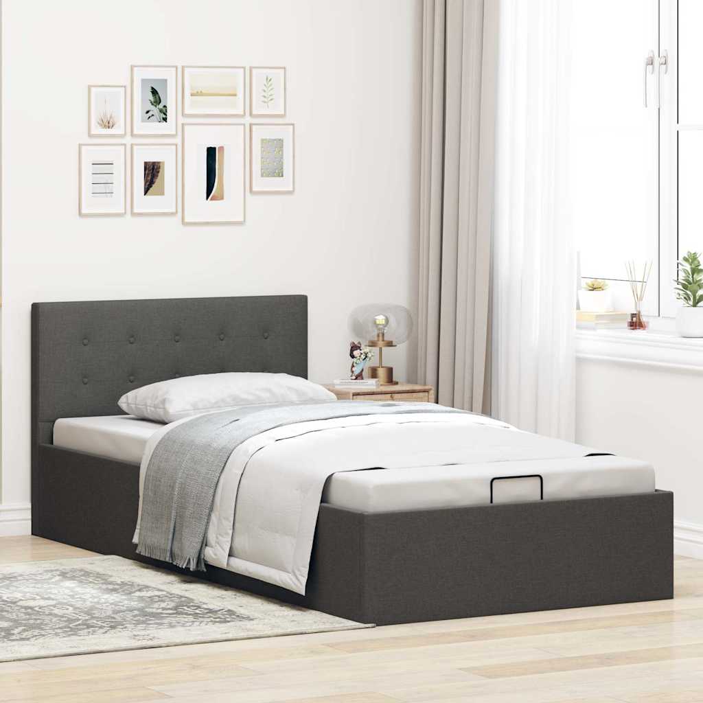 Bedframe met hydraulische opslag stof donkergrijs 100x200 cm is nu te koop bij PeponiXL, paradijselijk wonen!