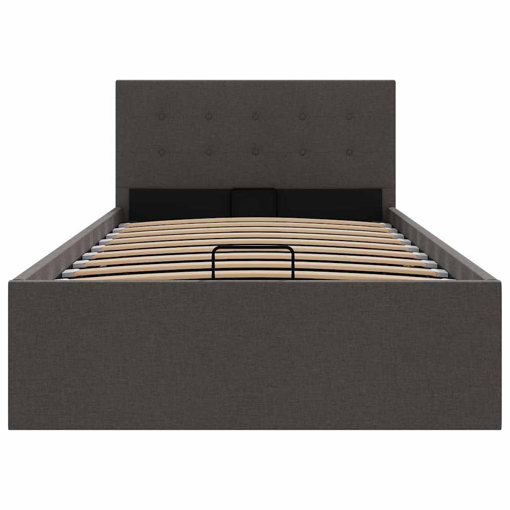 Bedframe met hydraulische opslag stof donkergrijs 100x200 cm is nu te koop bij PeponiXL, paradijselijk wonen!