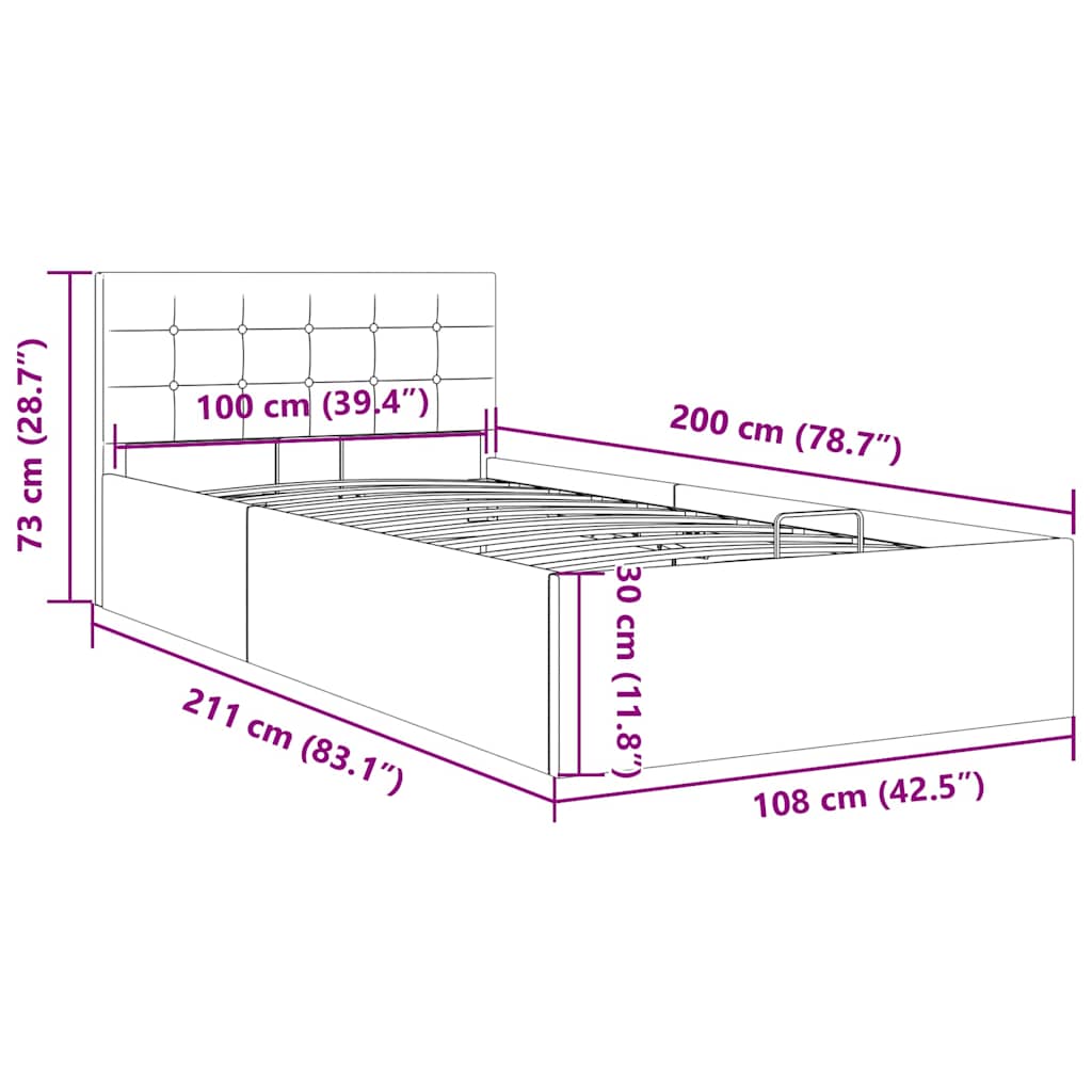 Bedframe met hydraulische opslag stof donkergrijs 100x200 cm is nu te koop bij PeponiXL, paradijselijk wonen!