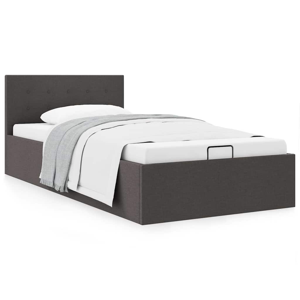 Bedframe met hydraulische opslag stof donkergrijs 100x200 cm is nu te koop bij PeponiXL, paradijselijk wonen!