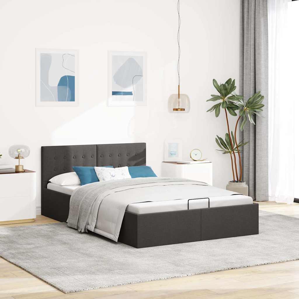 Bedframe met hydraulische opslag stof donkergrijs 120x200 cm is nu te koop bij PeponiXL, paradijselijk wonen!