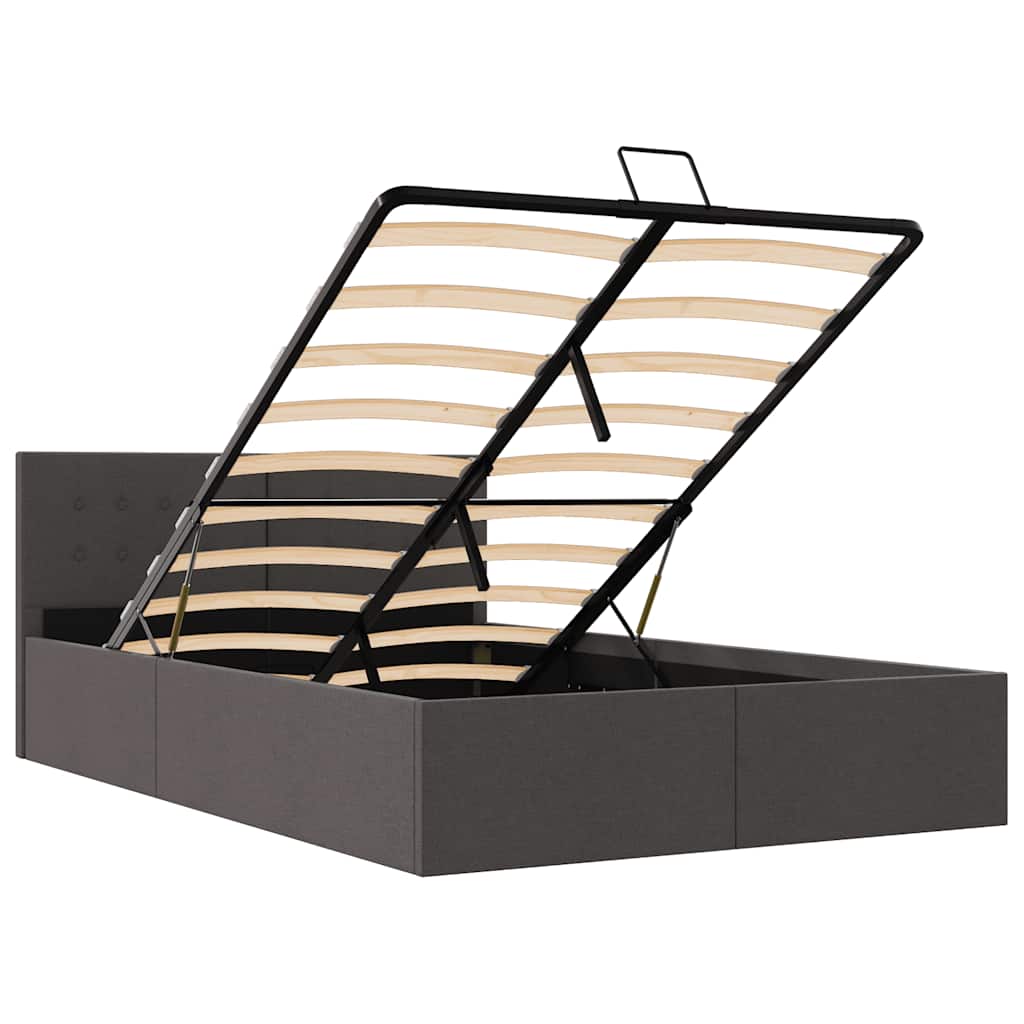 Bedframe met hydraulische opslag stof donkergrijs 120x200 cm is nu te koop bij PeponiXL, paradijselijk wonen!