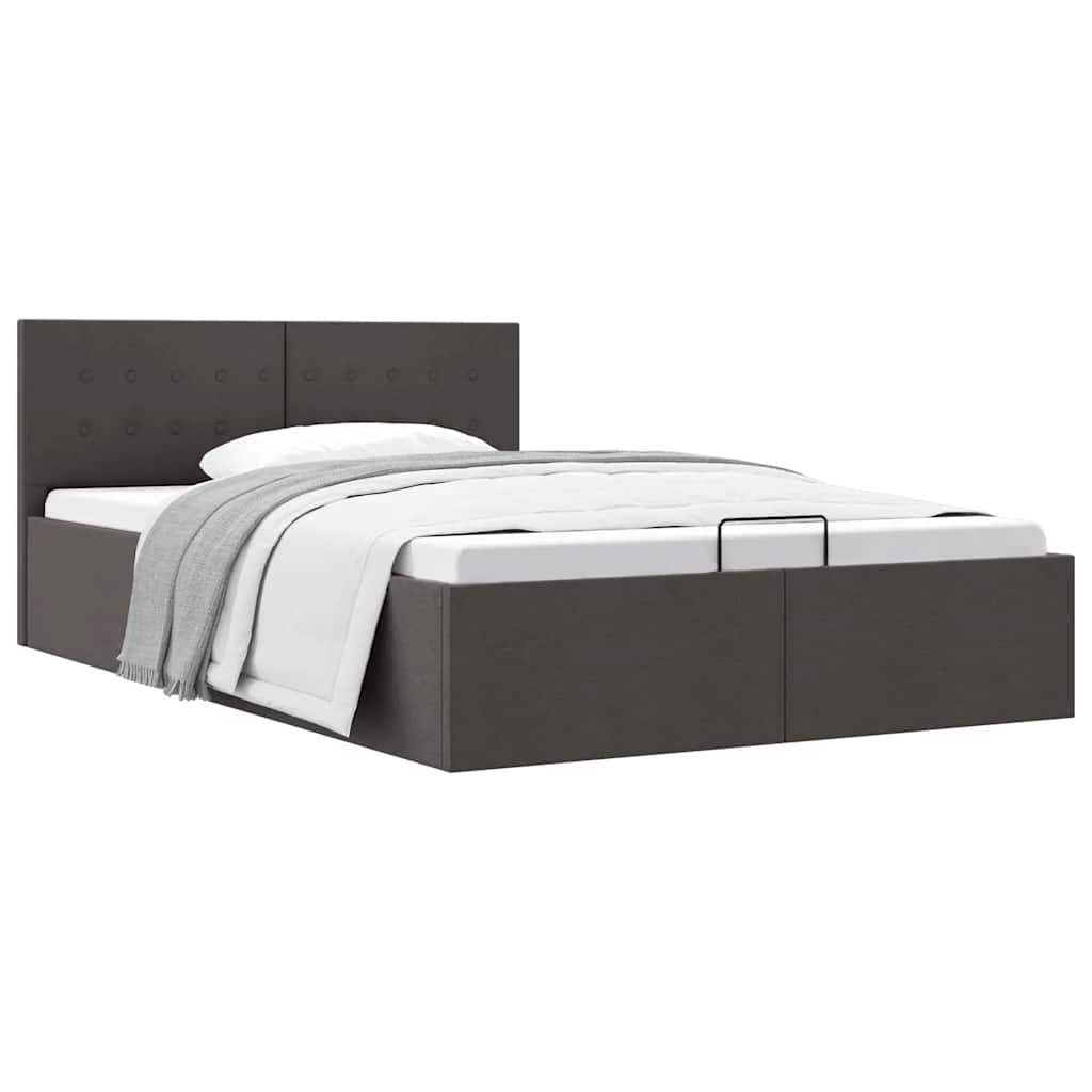 Bedframe met hydraulische opslag stof donkergrijs 140x200 cm is nu te koop bij PeponiXL, paradijselijk wonen!