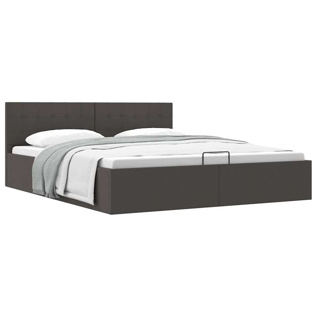 Bedframe met hydraulische opslag stof donkergrijs 160x200 cm is nu te koop bij PeponiXL, paradijselijk wonen!